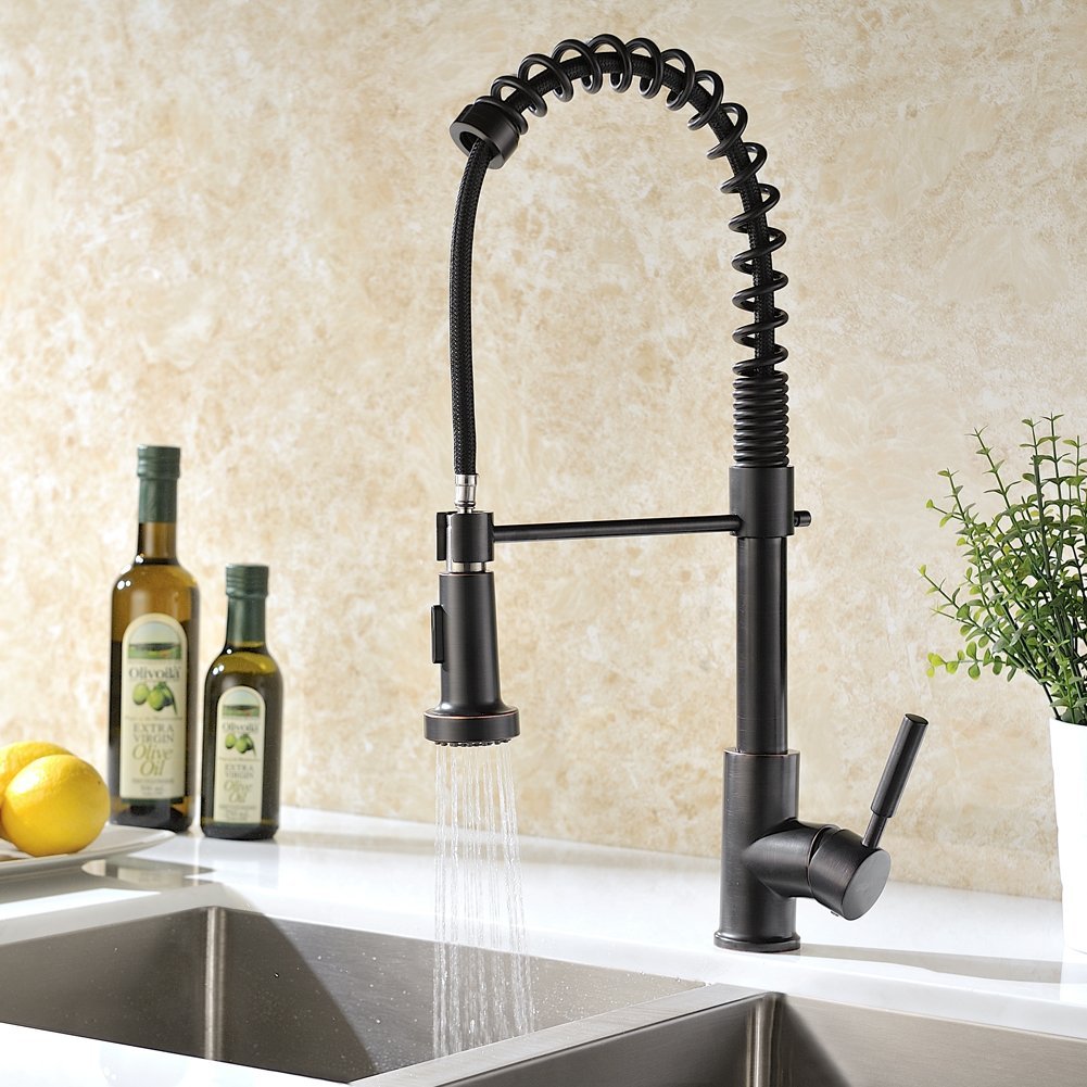 Caseros Oil Rubbed Bronze Kitchen Sink Faucet with Pull ...