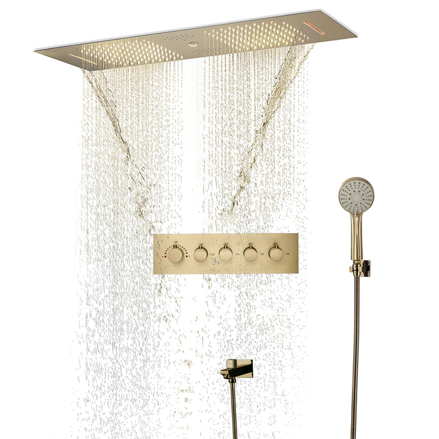 Fontana Arsizio Classic Luxury Gold Brass Bathroom Shower Set