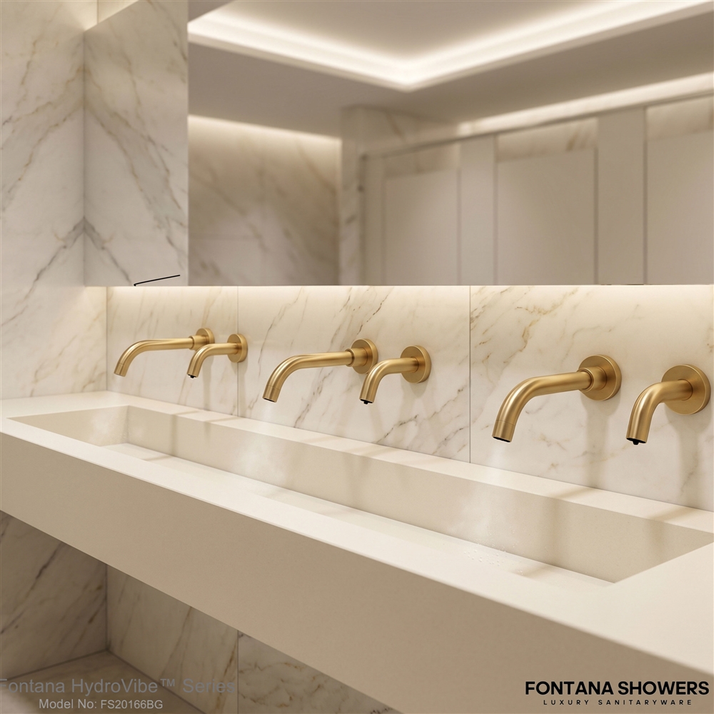 Fontana HydroVibe Series Brushed Gold Sensor Faucet and Soap Dispenser