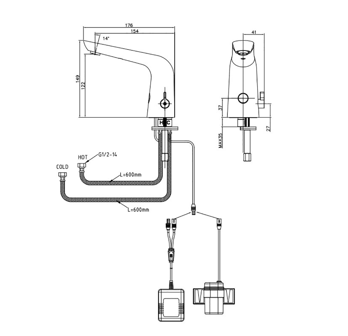 Touchless bathroom faucet with temperature control | Automatic ...