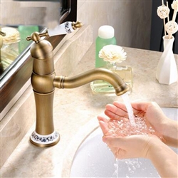 Widespread Antique Brass Swan Bathroom Faucet 3 Hole Polished Brass/  Chrome/ Matte Black Hotel Creative Crystal Handle Luxury Bathtub Faucet