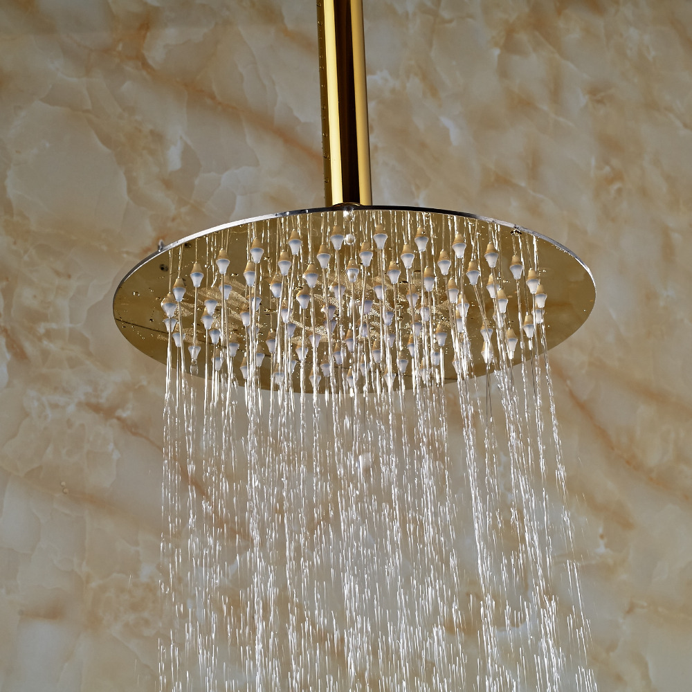 Fontana Polished Gold Finish 10 Round Rain Shower Head Ceiling Mounted