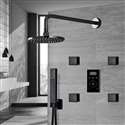 Fontana Dark Oil Rubbed Bronze Round Automatic Thermostatic Shower With Black Digital Touch Screen Shower Mixer Display 3 Function Rainfall Shower Set With Handheld Shower