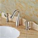 Laconian Brushed Nickel Bathroom Sink Faucet with Handheld Shower