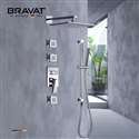 Fontana Bravat Wall Mount Thermostatic Rainfall Shower Set With 3 Body Massage Jets