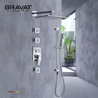 Fontana Bravat Wall Mount Thermostatic Rainfall Shower Set With 3 Body Massage Jets