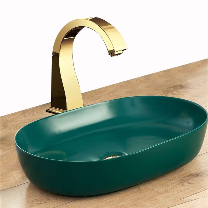 Fontana Vessel Sink and Gold  Touchless Motion Sensor Faucet Combo