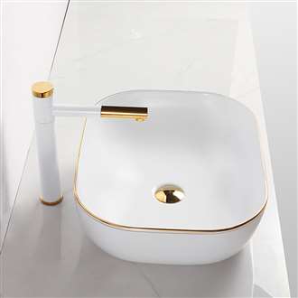 Fontana Vessel Sink and Gold Touchless Motion Sensor Faucet Combo