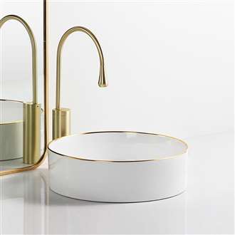 Fontana Vessel Sink and Gold Touchless Motion Sensor Faucet Combo