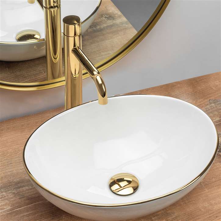 Fontana Vessel Sink and Gold Touchless Motion Sensor Faucet Combo