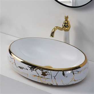 Fontana Vessel Sink and Gold Touchless Motion Sensor Faucet Combo