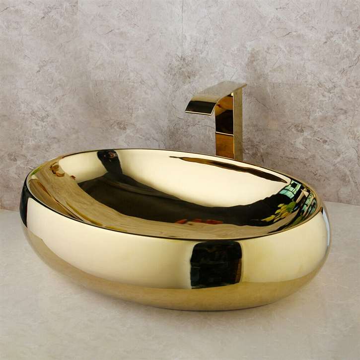 Fontana Vessel Gold Sink and Touchless Motion Sensor Faucet Combo