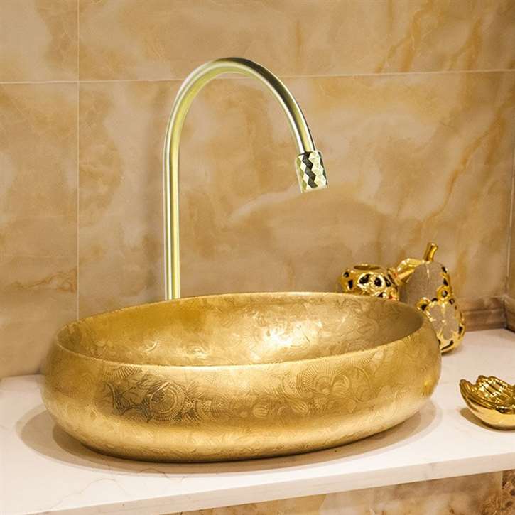 Browse Fontana Vessel Gold Sink And Touchless Motion Sensor Faucet Combo At 2402