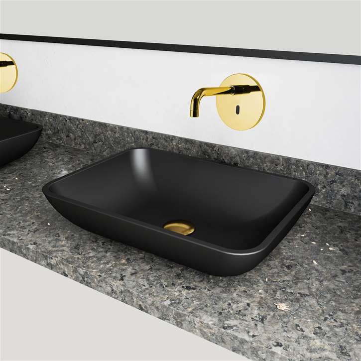 Fontana Vessel Sink and Gold Touchless Motion Sensor Faucet Combo