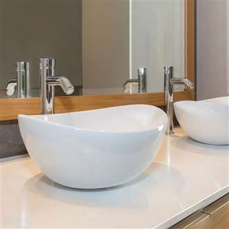 Fontana Vessel Sink and Chrome Touchless Motion Sensor Faucet