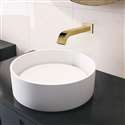 Fontana Vessel Sink and Brushed Gold Wall Touchless Motion Sensor Faucet