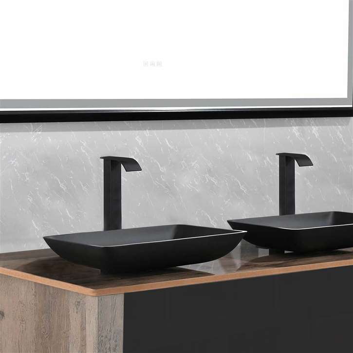 Fontana Vessel Sink and Matte Black Touchless Motion Sensor Faucet