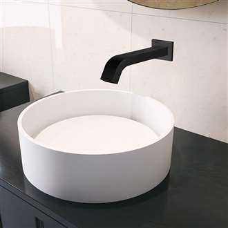 Fontana Vessel Sink and Black Wall Touchless Motion Sensor Faucet