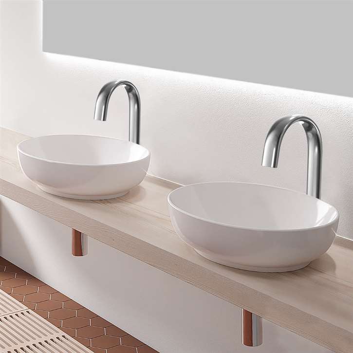 Fontana Vessel Sink and Chrome Touchless Motion Sensor Faucet