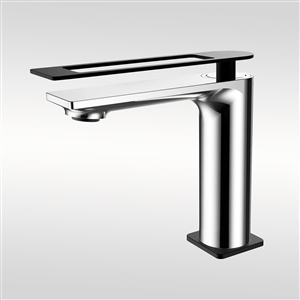 Fontana Heavy Single Handle Bathroom Low Basin Mixer Faucet in Chrome and Black