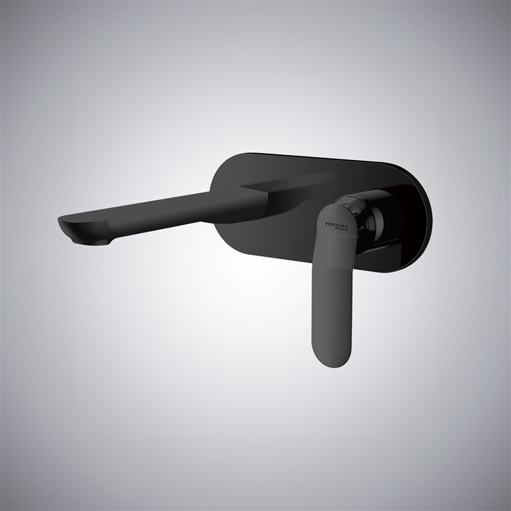 Fontana Matte black-finished Basin Polishing Concealed Faucet with Wall Mounted Faucet