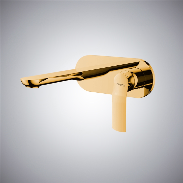 Fontana Polished Gold Finish Wall Mount Concealed Basin Faucet