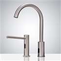 Fontana Brushed Nickel Gooseneck Automatic Sensor Faucet & Commercial Motion Sensor Soap Dispenser for Restrooms