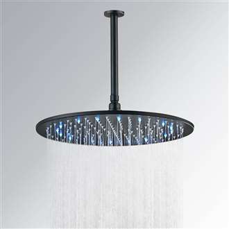 Fontana 20" matte black Round LED Rainfall Showerhead