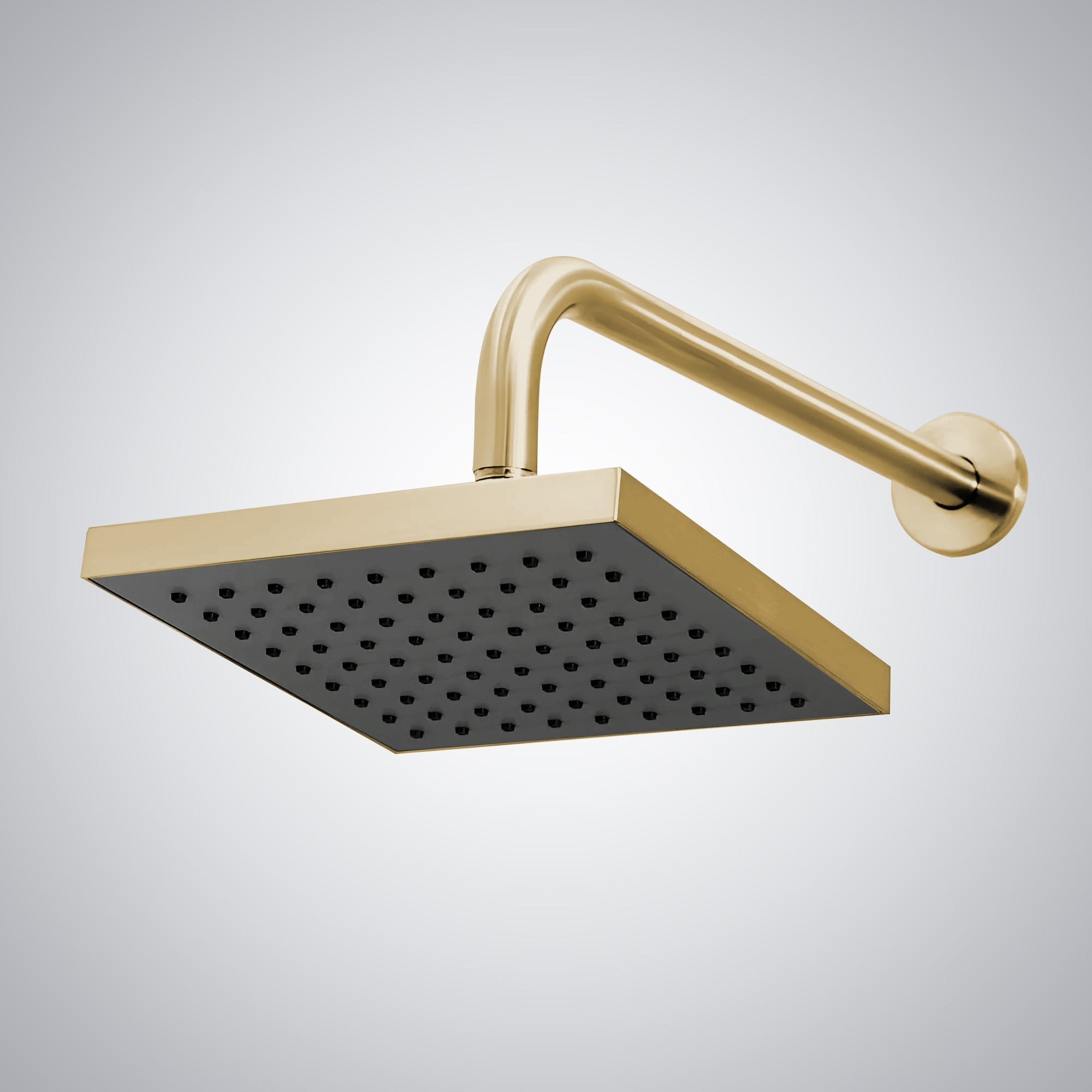 Fontana 12" Solid Brass Square Brushed Gold Rainfall Wall Mount Shower Head