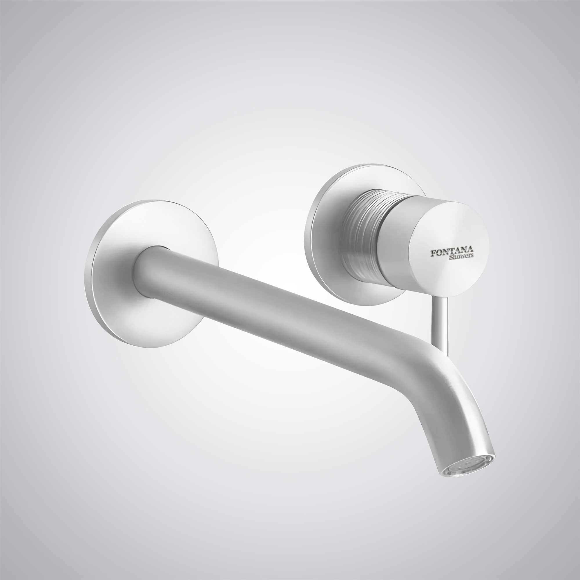 Fontana Wall-Mounted Faucet With A Round Pin Wall Mixer Comes In A Sleek Matte White Finish