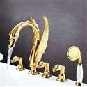 Fontana Swan Neck Gold Finish Waterfall Bathtub Faucet