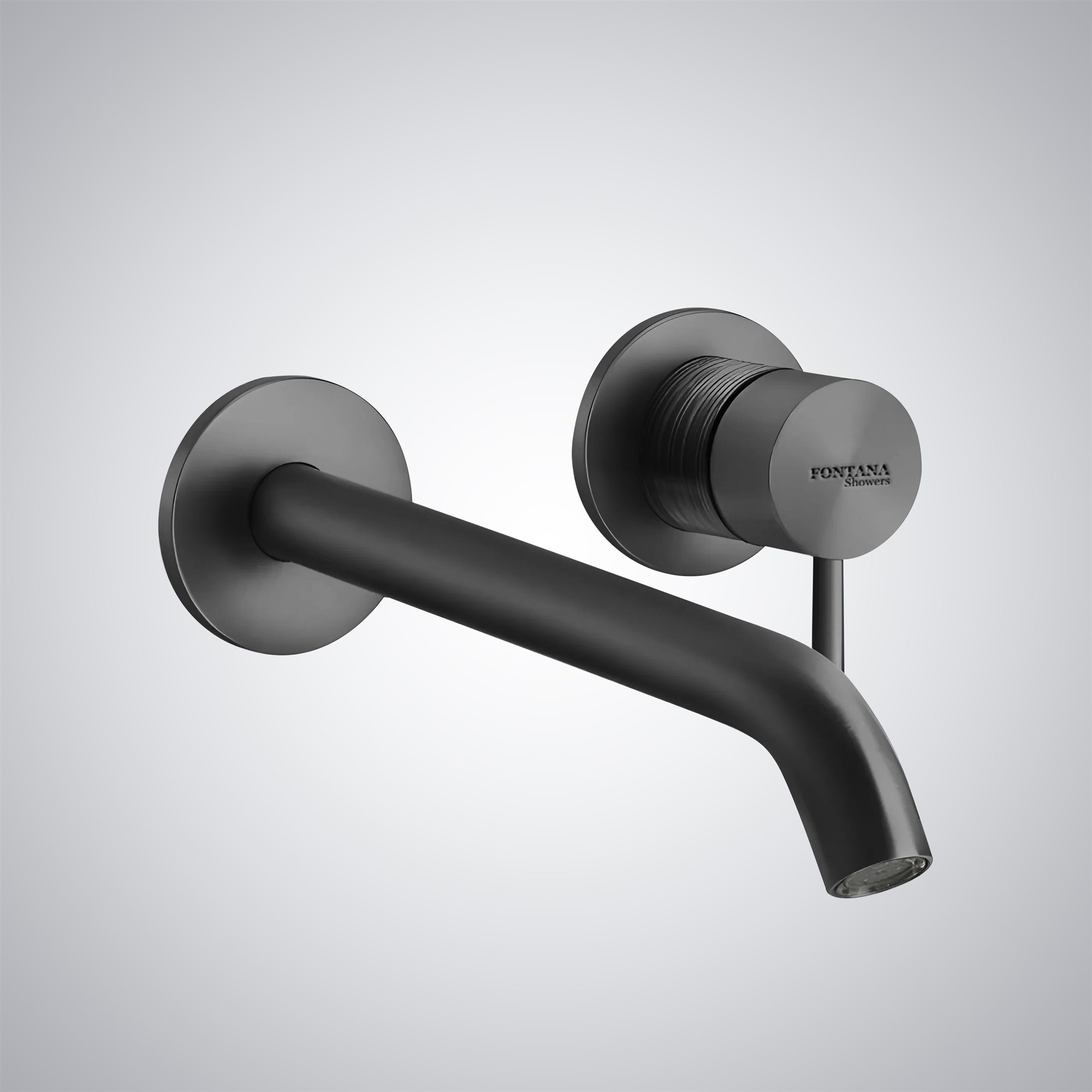 Fontana Wall-Mounted Faucet With A Round Pin Wall Mixer Comes In A Sleek Matte Black Finish