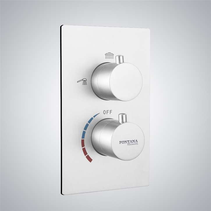 Fontana Matte White Finish Thermostatic 2 Knob 3 Way Mixing Valve