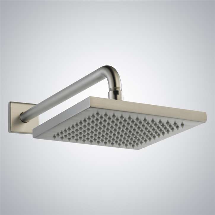 Fontana Lyon Wide Rain Shower Head with Shower Arm, Flange and Touch Clean Technology in Brushed Nickel