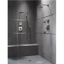 Fontana Cholet Wide Rain Shower Head with Shower Arm, Flange and Touch Clean Technology in Brilliance Stainless