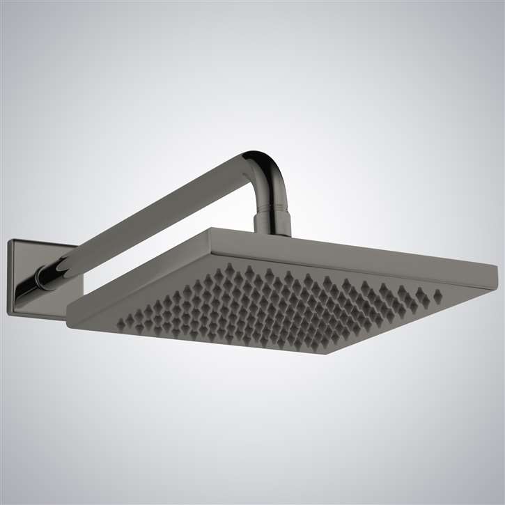 Fontana Lyon Wide Rain Shower Head with Shower Arm, Flange and Touch Clean Technology in Gun Metal Gray