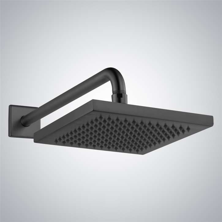 Fontana Lyon Wide Rain Shower Head with Shower Arm, Flange and Touch Clean Technology in Matte Black