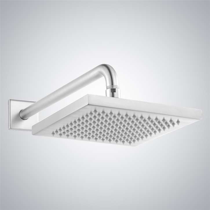 Fontana Lyon Wide Rain Shower Head with Shower Arm, Flange and Touch Clean Technology in Matte White