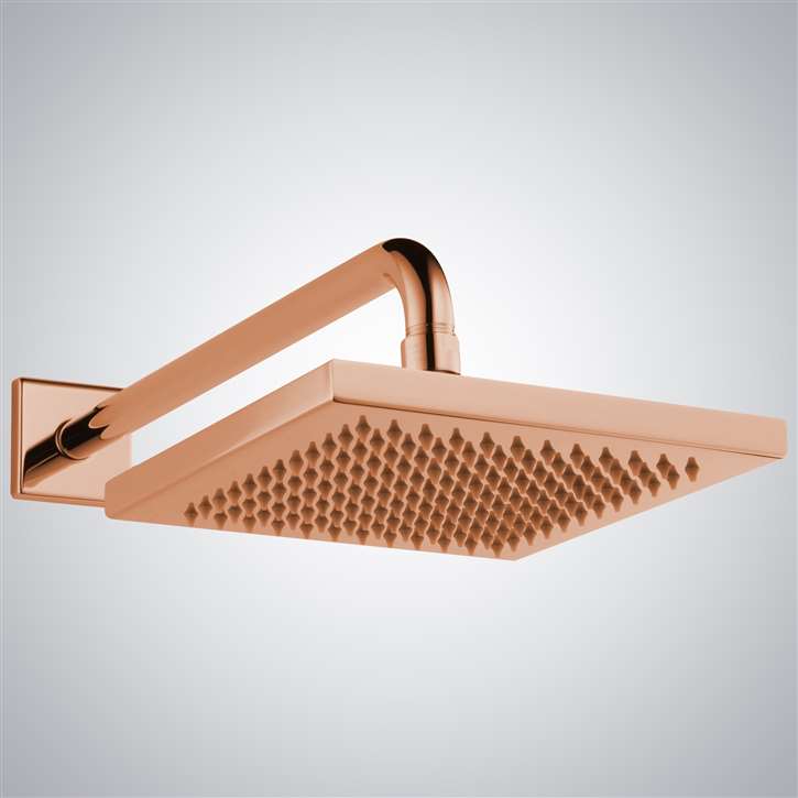 Fontana Lyon Wide Rain Shower Head with Shower Arm, Flange and Touch Clean Technology in Rose Gold