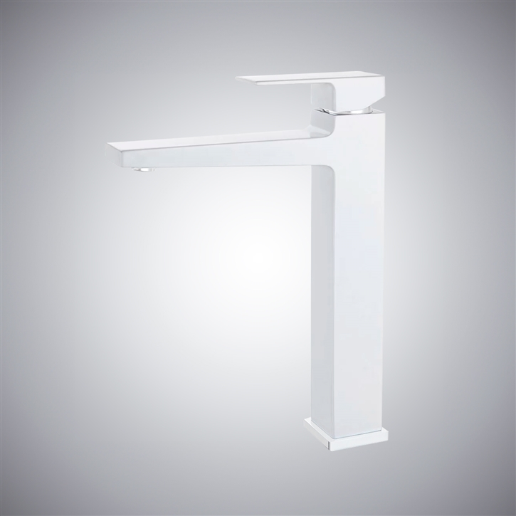 Fontana Scafati Matte White Deck Mounted Single Handle Bathroom Faucet