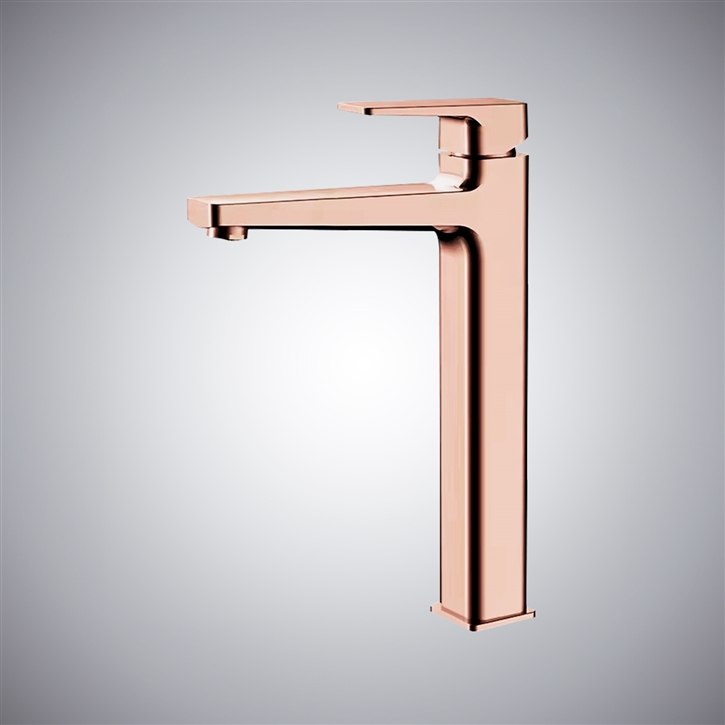 Fontana Scafati Rose Gold Deck Mounted Single Handle Bathroom Faucet