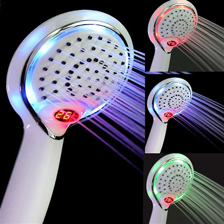 Fontana High Pressure Digital Display Color Changing LED Shower Head LCD Showerheads Rain Facility Water Powered LCD Shower Spray