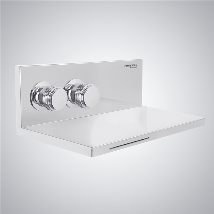 Fontana Perols Dual Handles Matte White Wall Mounted Waterfall Faucet