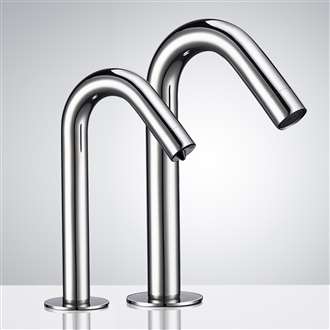 Fontana Goose Neck Chrome Commercial Automatic Dual Sink Sensor Faucet and Soap Dispenser