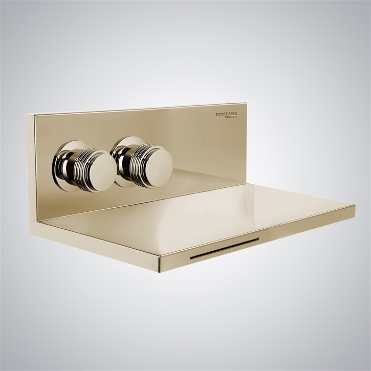 Fontana Dual Handles Champagne Wall Mounted Waterfall Faucet