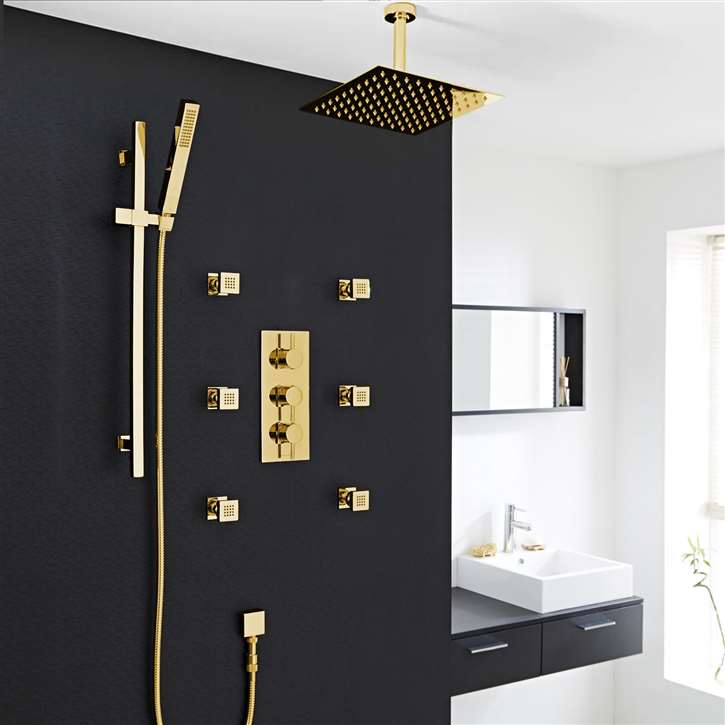 Gold Plated Slide Rail Shower System