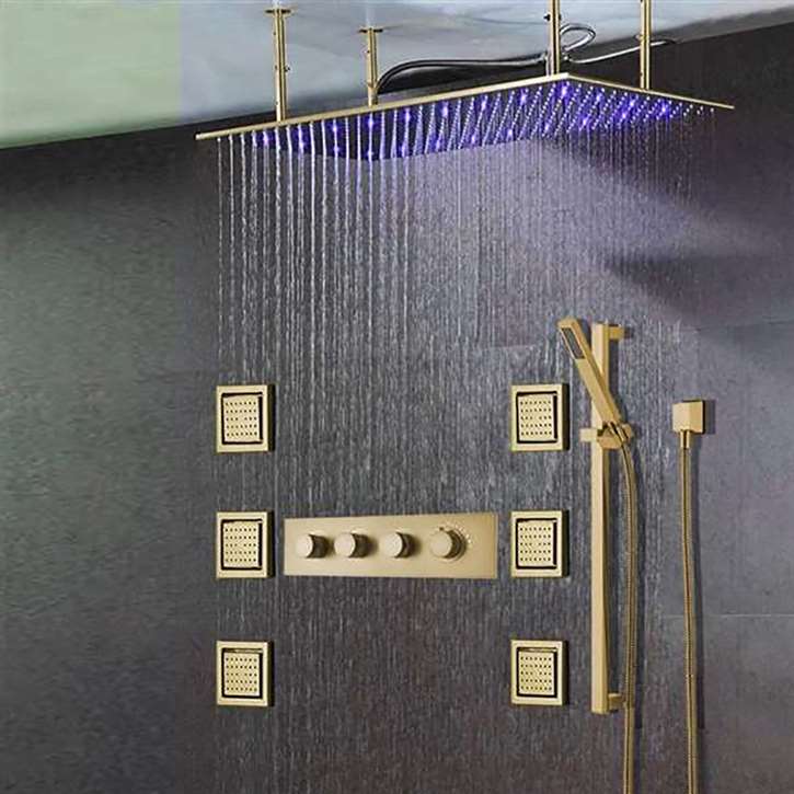 On Sale Now Brushed Gold Shower Fixtures By FontanaShowers   FS 40LBGDP 2T 