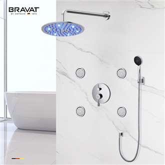 Bravat  Stainless Steel Jetted Body Massage LED Shower Head Set with Handheld Shower