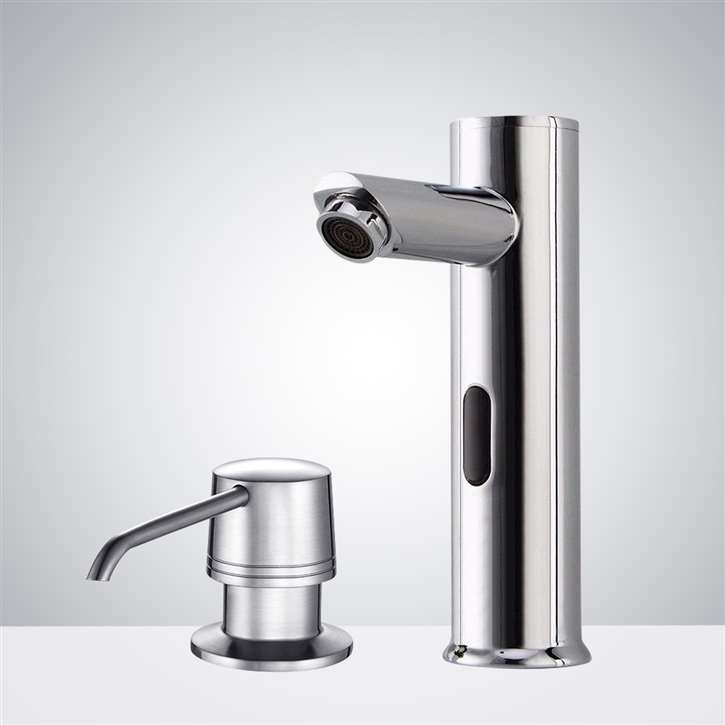 Fontana Commercial Chrome Automatic Sensor Faucet with Manual Soap Dispenser