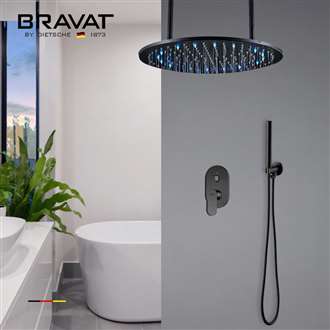 Fontana Berlin Matte Black Square Color Changing LED Rain Shower System